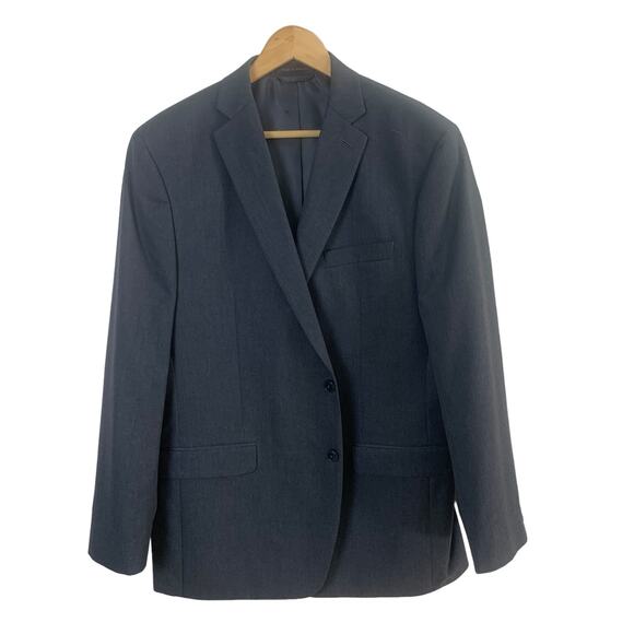 Van Heusen Size 44L Men's Sport Coat Blazer Jacket Dark Gray Work Travel - Picture 1 of 7